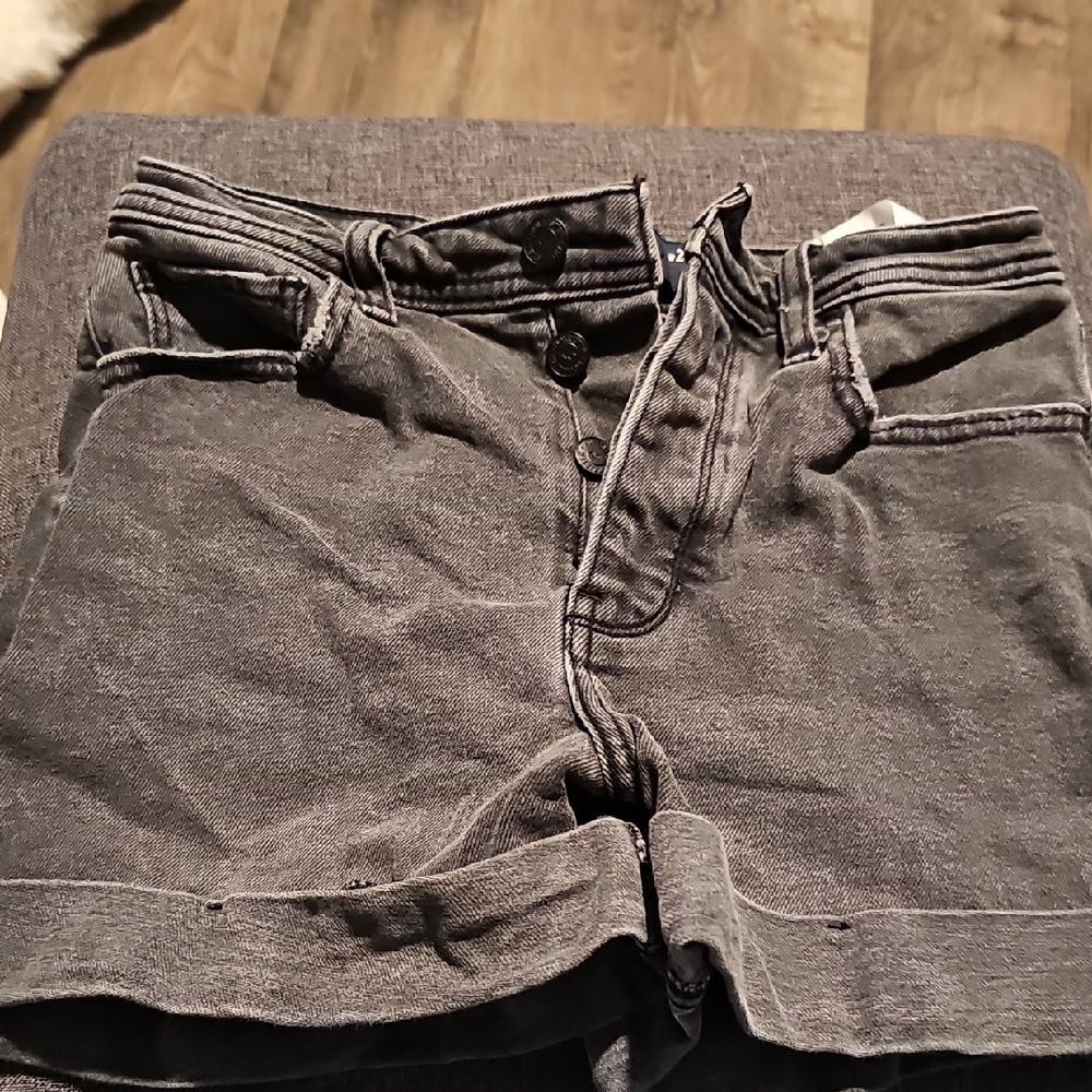 Hollister Shorts Denim Shorts high Waist 25 Size 1 Stretch Women Button Fly Gray